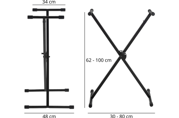 Classic Cantabile Soporte para Teclado en X Ajustable en Altura Negro image 7