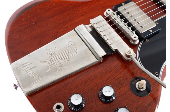 Gibson 1964 SG Standard con Maestro Vibrola Faded Cherry Heavy Aged image 7