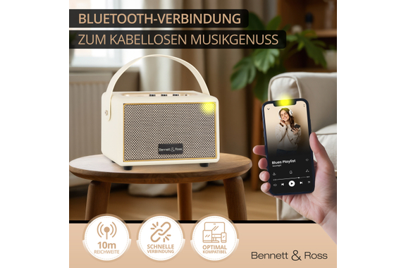 Bennett & Ross BB-820CW Blackmore Junior Enceinte Bluetooth Rechargeable Crème Blanche image 7