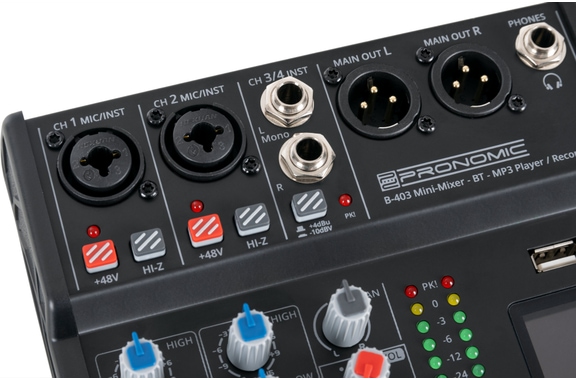 Pronomic B-403 Mini Mixer with Bluetooth and USB Recording image 7