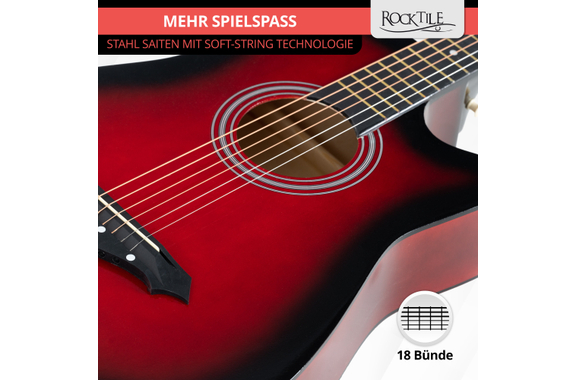 Rocktile WSD-5C-RDB Slim Line Westerngitarren Set Redburst image 7