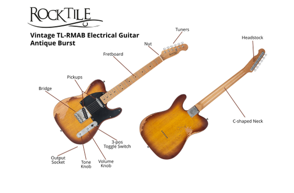 Rocktile Vinstage TL-RMAB Guitare Électrique Antique Burst image 7