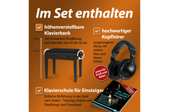 Classic Cantabile DP-50 SM E-Piano Schwarz matt Set image 7
