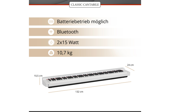 Classic Cantabile SP-316 Stagepiano Standaardset Wit image 7