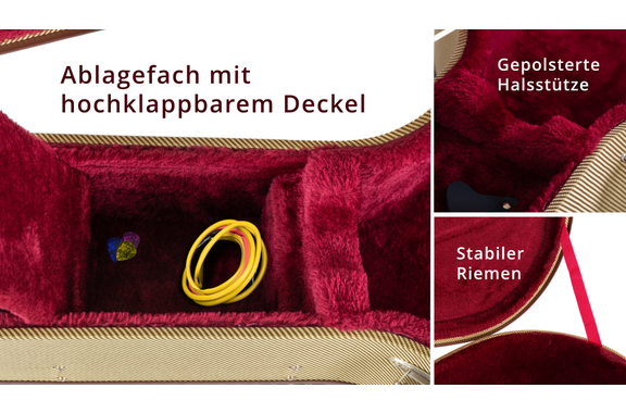 Classic Cantabile WS-10BK-LH Westerngitarre schwarz Linkshänder-Modell Hardcase Set image 7
