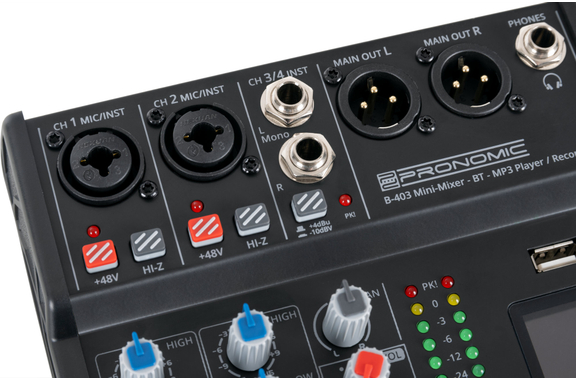 Pronomic B-403 Mini-Mixer mit Bluetooth® und USB-Recording  - Retoure (Zustand: sehr gut) image 7
