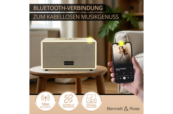 Bennett & Ross BB-860CW Blackmore Bluetooth Lautsprecher Creme-Weiß image 7
