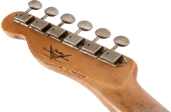 Fender Custom Shop 1960 Telecaster Custom Heavy Relic Aged Olympic White Over Chocolate 3-Tone Sunburst image 7