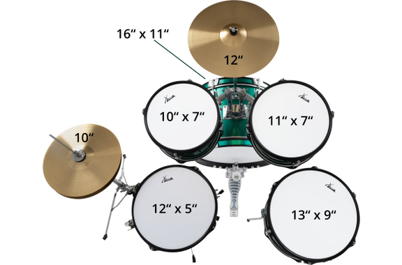 XDrum Junior Pro Kinder Schlagzeug Emerald Green Sparkle inkl. Schule image 7