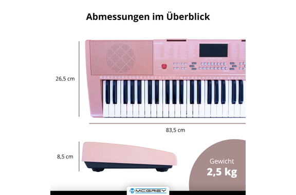 McGrey LK-6120-MIC Keyboard Met Verlichte Toetsen En Microfoon - Roze Tassenset image 7