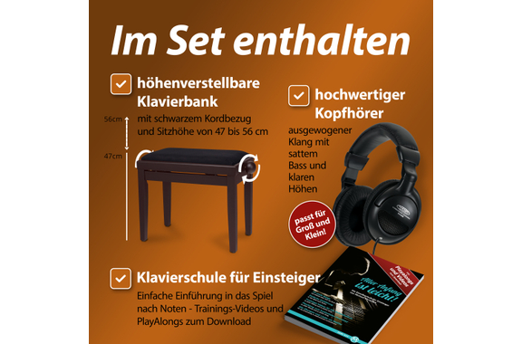 Classic Cantabile DP-50 RH E-Piano Set In Palissandro image 7