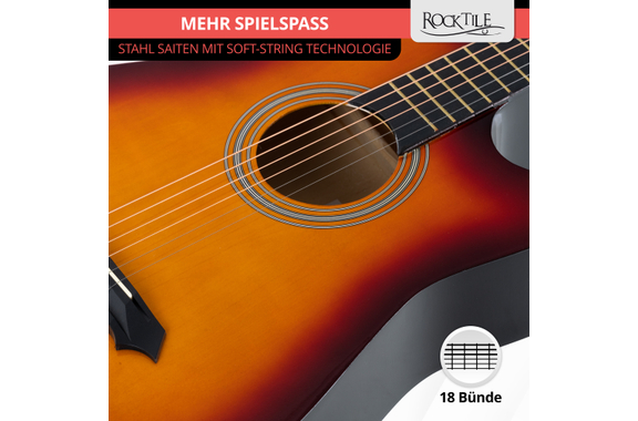 Rocktile WSD-5C-SB Slim Line Westerngitarren Set Sunburst image 7