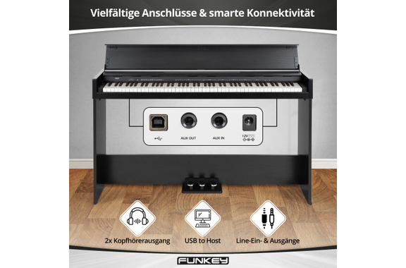FunKey DP-1088 SM Digitalpiano Zwart Mat Set incl. Bank, Koptelefoon en School image 7