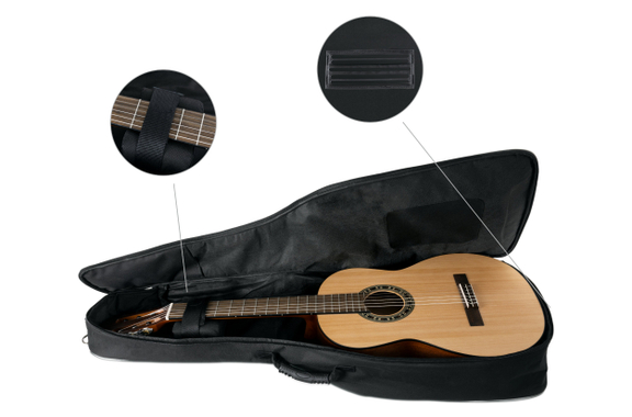 Rocktile Klassik-Gitarrentasche - gepolstert mit Rucksackgarnitur Schwarz image 7