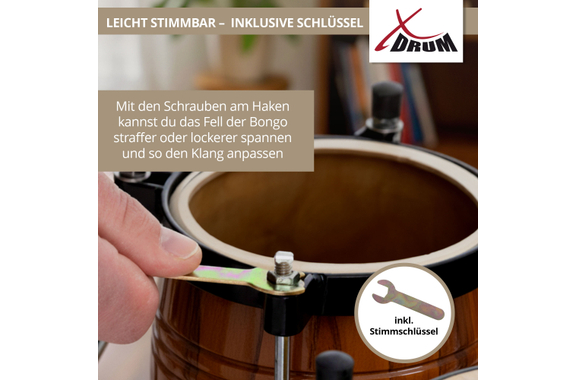 Set XDrum Bongos Pro Tobacco incl. Bolsa para Bongos image 7