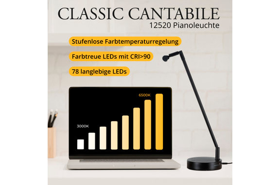 Classic Cantabile 12520 SM Pianoleuchte Schwarz  - Retoure (Zustand: sehr gut) image 7