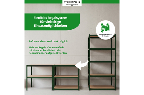 Étagère de Stockage Stagecaptain Heavyrack avec Tablettes en Bois Vert Foncé, max. 875 kg image 7