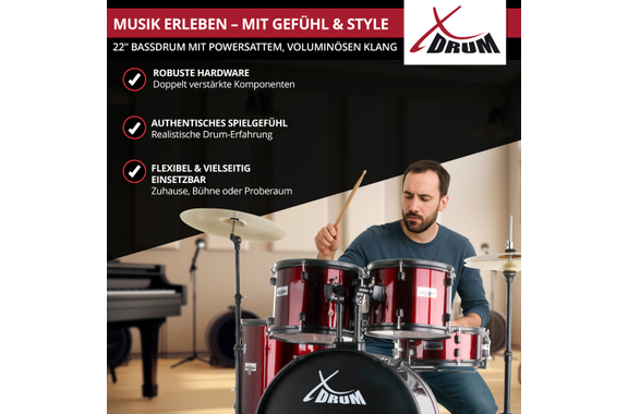 XDrum Rookie 22" Standard Batteria Ruby Red più Set Ammortizzatori image 7