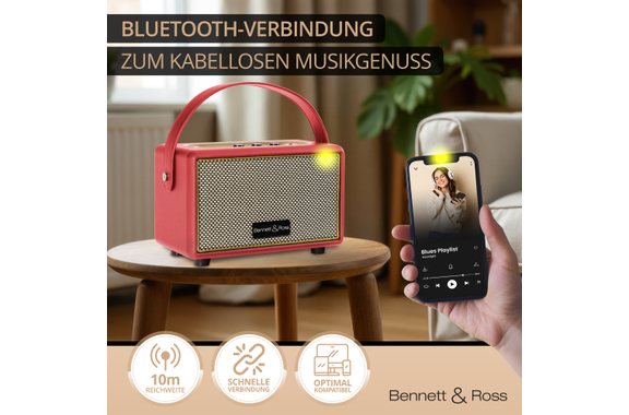Bennett & Ross BB-820RD Blackmore Junior Bluetooth® Altoparlante Portatile a Batteria Rosso image 7