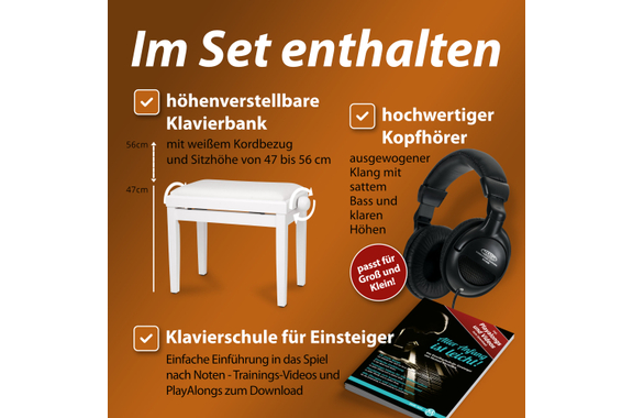 Classic Cantabile DP-50 WM E-Piano Blanco mate Set image 7