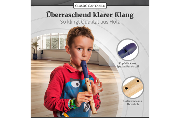 Classic Cantabile Pivella Blokfluit barok blauw SET incl. Blokfluitschool image 7