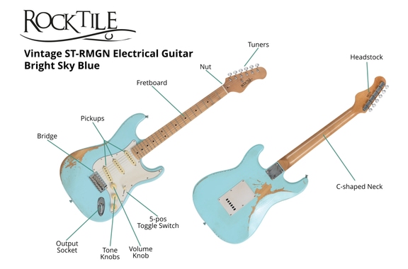 Rocktile Vinstage ST-RMGN E-Gitarre Bright Sky Blue image 7