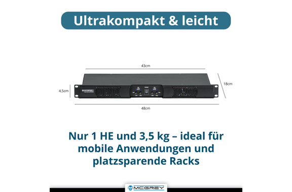 McGrey PA-4504 Eindversterker 1 HE 4x 450 Watt image 7