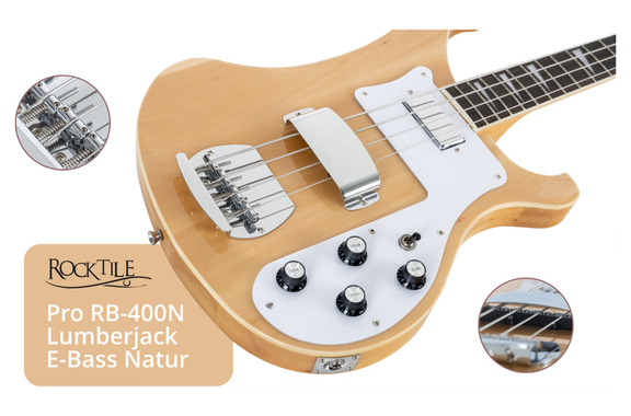 Rocktile Pro RB-400N Lumberjack E-Bass Natur Set image 7