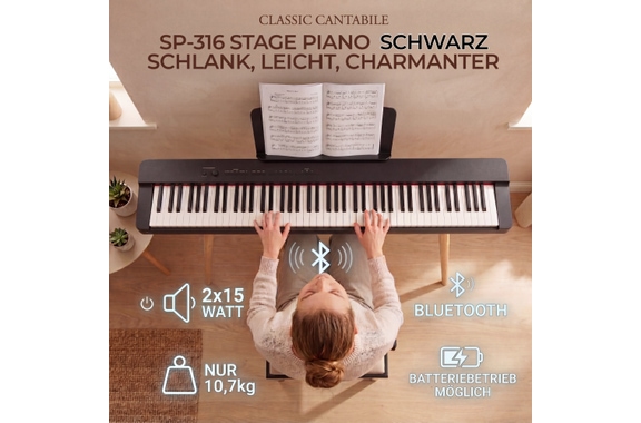 Classic Cantabile SP-316 Stage Piano Negro image 7