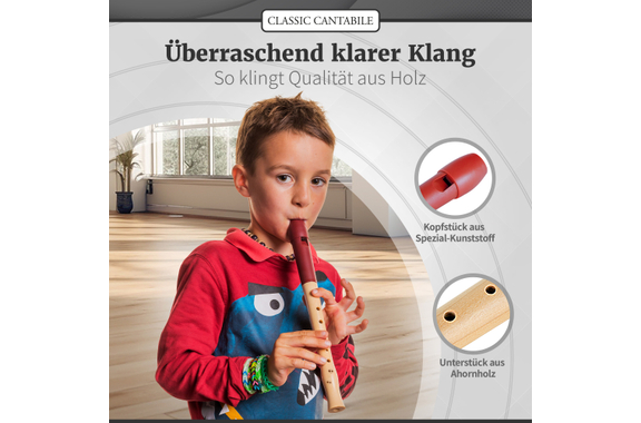 Classic Cantabile Pivella Blockflöte barock rot Set inkl. Flötenschule "Aller Anfang ist leicht" image 7