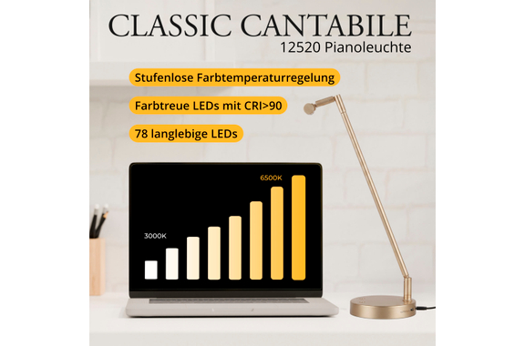 Classic Cantabile 12520 GD Pianoleuchte Gold image 7