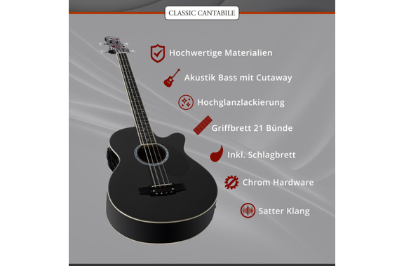 Classic Cantabile AB4-20CE-BK Basse Acoustique Noire image 7
