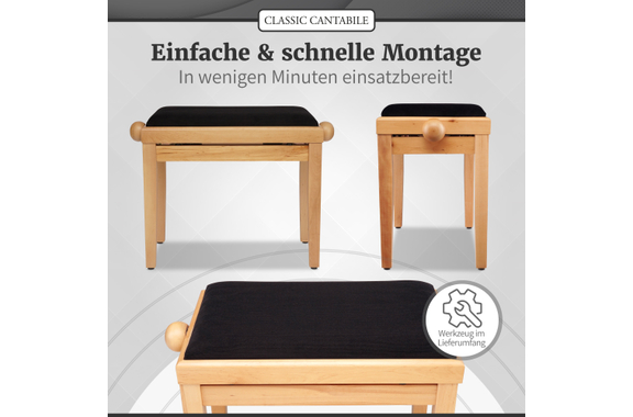 Classic Cantabile Piano Bench Cherry Light Matte image 7