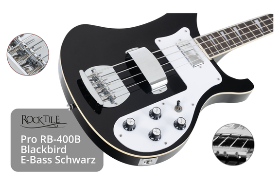 Rocktile Pro RB-400B Blackbird E-Bass Black Set image 7