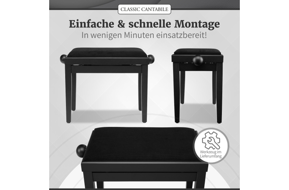 Classic Cantabile Banc De Piano Noir Mat image 7