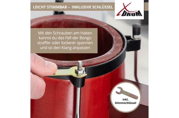 XDrum Bongos Club Rojo Vino SET incl. Bolsa para Bongos image 7
