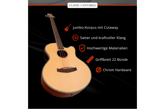 Classic Cantabile ABJ4-50CE-NT Basse Acoustique Jumbo Natural image 7