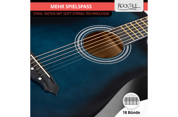 Rocktile WSD-5C-BUB Slim Line Set de Guitares Western Blueburst image 7
