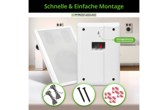 Pronomic FLS-540E WH Paar Flatpanel Wandlautsprecher Box weiß 2x Set image 7
