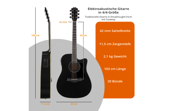 Classic Cantabile WS-20 BK "Songwriter Pro" Set image 7