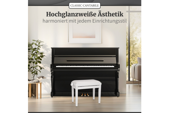 Classic Cantabile Pianobank Weiß Hochglanz  - Retoure (Zustand: sehr gut) image 8