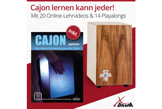 XDrum PERC CP-483 Cajon Peruana Koa Set incl. Scuola di Cajon image 8