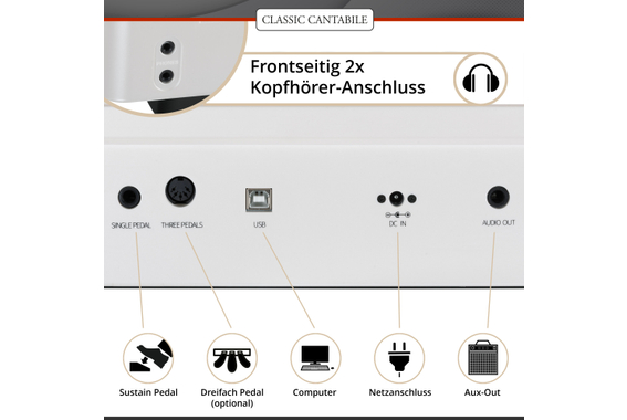 Classic Cantabile SP-316 Stage Piano Set Supporto Bianco image 8