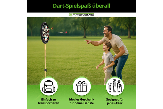 Pronomic DA-45S GD Dartboard Standaard Goud Set incl. Draagtasje image 8