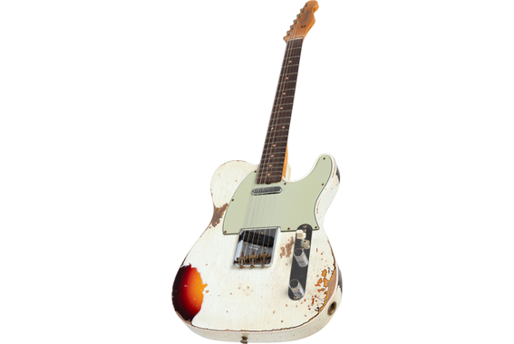 Fender Custom Shop 1960 Telecaster Custom Heavy Relic Aged Olympic White over Chocolate 3-Tone Sunburst image 8