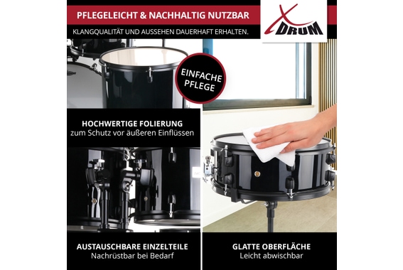 XDrum Rookie 22" Standard Schlagzeug Komplettset Black inkl. Schule image 8
