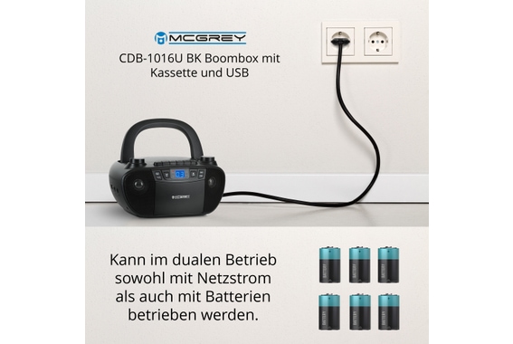 McGrey CDB-1016U BK Boombox Met Cassette, Bluetooth En USB image 8