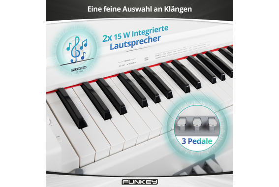 FunKey DP-1088 WM Digitalpiano Weiß matt Set inkl. Bank, Kopfhörer und Schule image 8