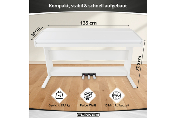 FunKey DP-88 II Digitalpiano wit Set met Keyboardbank, Koptelefoon en Pianoles image 8