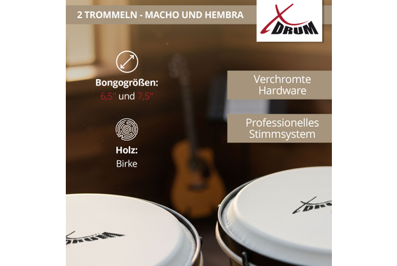 XDrum Bongos Pro Tobacco Set incl. Bongotas image 8